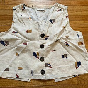 LUSH Button Up Linen Tank Top